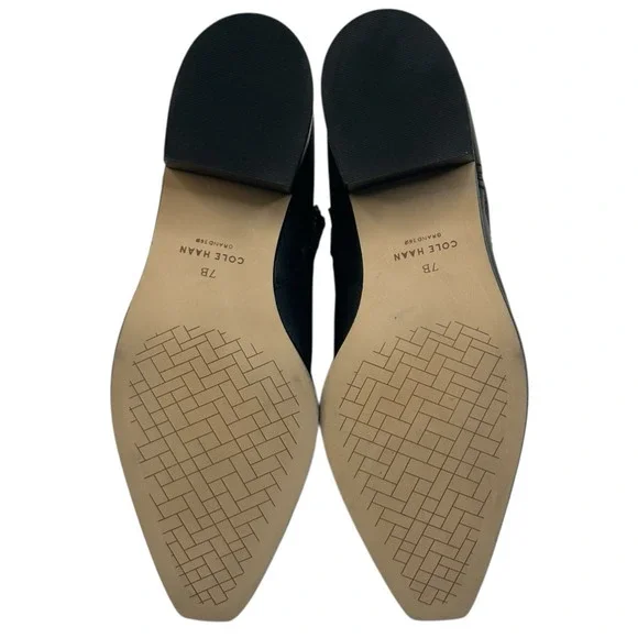 COLE HAAN Naia Black Leather Ankle Boots Womens Size 7B Side Zip New $200 O - Picture 12 of 12